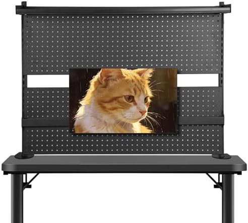 Steel Stand Pegboard with Monitor Stands Computer Accessories Clamp On Desk Organizer Shelf 51 X 34 Inch for Office Gaming Desk Workbench - Image 2