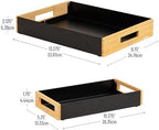 Mind Reader Metal and Wood Tiered Desktop Organizer Trays with Cutout Handles, Stackable Office Storage, Office, Entryway, Coffee Station and Home Organization, Metal and Wood, Set of 2, Black - Image 3