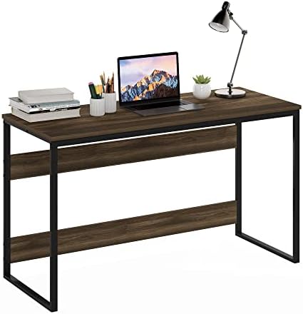 Furinno Moretti Desk, 52 Wide Metal Frame Gaming Desk, Rectangular Computer Desk, Writing Desk, Office Desk for Home Office, Study Room, Dorm, Bedroom, Brown Walnut - Image 3