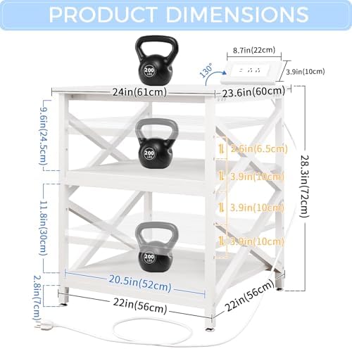 METYERRY 23.6"x23.6" Large Printer Stand with Power Outlet, 3 Tier Cart - Image 3