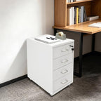4 Drawer Vertical File Cabinet, Beige Metal File Cabinet with Lock(White) - Image 2