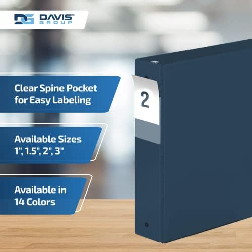 Premium Economy 3-Ring Binder, Spine Label, 2" Round Rings, Navy Blue, 6 Pk - Image 4