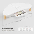 AFOOYO Monitor Stand Riser,Cloud-Shaped Sturdy Wood 16.5In Computer Monitor Riser Wirh Drawer, Multi-Purpose Desktop Organizer Riser for Computer,Laptop,Printer,TV,White - Image 6
