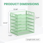 Daltack 6-Tier Paper Organizer for Desk with Handle, Green, 2 Pack - Image 2
