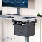 VIVO Black Corner Clamp-on Drawer and Shelf System, DESK-DR3C - Image 3