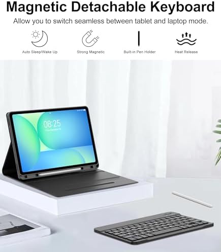 Keyboard Case for Samsung Galaxy Tab S10 Lite / S10 FE / S9 FE 10.9 Inch & S9 11 Inch Case with Keypad, Detachable Magnetic Key Board Cover with S Pen Holder for Galaxy Tablet S10 Lite 2025, Black - Image 3