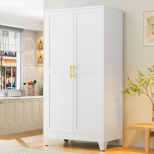 GAIOUS 79" Tall New Update Kitchen Pantry Cabinet, Metal Storage Cabinet by GAIOUS