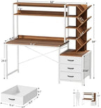 YOMILUVE 52" Computer Desk with Bookshelf, 3 Drawers ＆ Hutch for Bedroom - Image 2