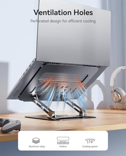 ORICO Adjustable Laptop Stand for Desk, 360° Rotating Base, ST12-Gray - Image 6