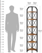 CHOEZON 6-Tier Corner Shelf, Industrial Corner Bookshelf, 71.2" Corner Storage Stand, Plant Stand Display Shelf, Corner Bookcase for Bedroom, Living Room, Home Office, Rustic Brown and Black TCJ11BF - Image 2