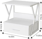 aboxoo Printer Stand for Desk with Storage Drawer, 2 Tier Desktop Or UnderDesk Shelf, Multi-Purpose Desk Organizer for Home Office, fit Fax Machine/3D Printer/Scanner, White - Image 3