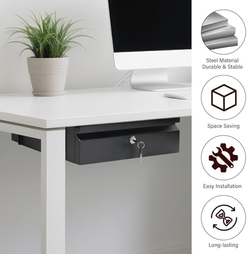 Under Desk Drawer 15.7" x 11.8" x 4.3" with Lock & Keys - Image 4