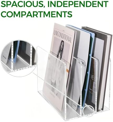 Acrylic Magazine File Holder, 3-Section A4 Desk Organizer - Image 4