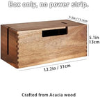 LiTY Acacia Wood Cable Management Box, Wooden Cord Hider & Organizer for Power Strip, Electrical Hiding, TV Wires, Desk & Floor Cables - Office Under Desk Cable Storage Box for Wire - Image 2