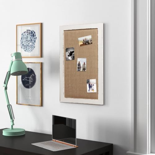 SOFE 18x29 White Linen Bulletin Board, Farmhouse Wood Frame Decor - Image 6