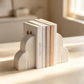 Matte Textured Arch Ceramic Bookends Pair,Heavy Duty Decorative Book Holders,Speckled Black Dot Sculpture Book Stoppers for Shelf Tabletop, Minimalist Modern Home Decor Gift for Book Lovers（White） by DecoVlog