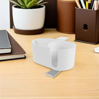 Clamp on Cup Holder 4 in 1 Metal Desk Organizer with Headphone Mount and Pen Holder for Desktop Storage, Efficient Workspace Organization, White Color Suitable for Table Use - Image 6