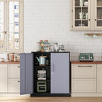 Fesbos Metal Storage Cabinet-36” Tall Steel File Cabinet with Lockable Doors and Adjustable Shelves-Black Gray Steel Storage Cabinet for Home, School, Office, Garage - Image 2