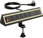 Desk Clamp Power Strip with Nightlight, 40W Fast Charging, 10FT Extension Cord, 4x20W USB-C & 2 USB Ports, 5 AC Outlets, Fits 1.69-Inch Table Edges by NYYTGE