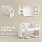 HBlife Desk Organizer with Pencil Pen Holder for Desk, Pen Organizer with 2 Drawers, Desk Organizers and Accessories with Compartments, Desktop Storage for Office, Home, School, Art Supplies, White - Image 4