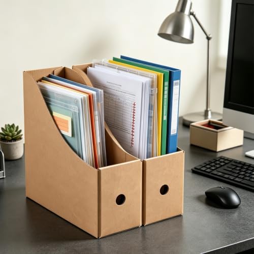 20 Pack Cardboard Magazine File Holders, Sturdy Book Bins for Classroom Library, 10.6'' ×10.2'' ×3.5'' Inch Vertical File Folder Box - Image 6