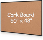 Extra Large Cork Bulletin Board 60" X 48", Black Aluminum Framed 5'x4' Corkboard for Wall, Wall Mounted Notice Pin Board with 18 Push Pins for School, Home & Office by Justdowhatyouwanttodo