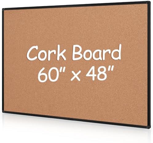 Extra Large Cork Bulletin Board 60" X 48", Black Aluminum Framed 5'x4' Corkboard for Wall, Wall Mounted Notice Pin Board with 18 Push Pins for School, Home & Office by Justdowhatyouwanttodo