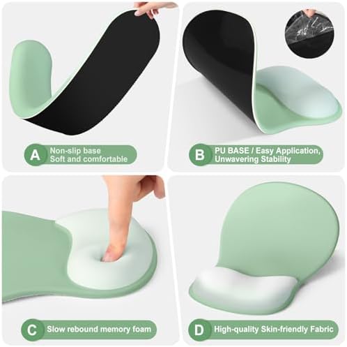 4-in-1 Large Gaming Mouse Pad, Keyboard Wrist Rest Pad & Wrist Support Mousepad Set, Extended Desk Pad Waterproof Desk Mat Protector for Home Office Decor Study Game 35.4×15.7 Inches I Sage Green - Image 7