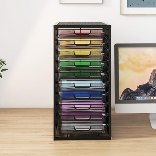 Natwind Mesh File Organizer with 10 Tier Sliding Drawers,Black - Image 3