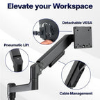VIVO Black Dual Ultrawide Desk Mount, Up to 49 inch Screens, STAND-V200V-P - Image 3