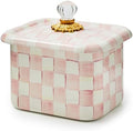 MACKENZIE-CHILDS Enamel Recipe Box, Pink-and-White Rosy Check by Unknown