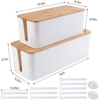 Tuwechen 2 Pack Cable Management Box, Wooden Style Cord Organizer Box - Image 3