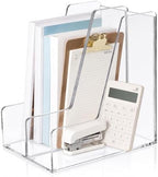 2 Pcs Vertical Magazine File Holder, Clear Acrylic File Organizer 5mm Thickened Desk Organizers for Magazines, Books, Binders, Notebooks (9.45x3.54x10.24 Inch) by Unknown