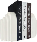 Book Ends for Heavy Books, Resin Decorative bookends, Heavy Duty Book end for Shelves, Book Stopper for Shelves, Modern Home Decor Aesthetic Book Ends, Layered Arch Design Set of 2(Cream White) by GUSFREUD