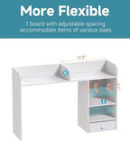 LAND·VOI Desktop Bookshelf with Drawer, Desk Hutch with 4 Storage Shelves for Computer Desk, Desk Shelf for Home Office Dorm, Dressing Tabletop, Bar Countertop, White - Image 5