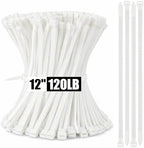 Reallnaive 500 Pcs 12 Inch Zip Ties Heavy Duty White 120 Lbs by Reallnaive