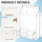 Barydat 2 Pieces Outdoor Brochure Holder with Business Card Holder Waterproof Wall Mount Literature Box Pamphlet Box Acrylic Brochure Organizer for Pamphlet Map Menu 8.75x11.75x2.25 Inch - Image 4
