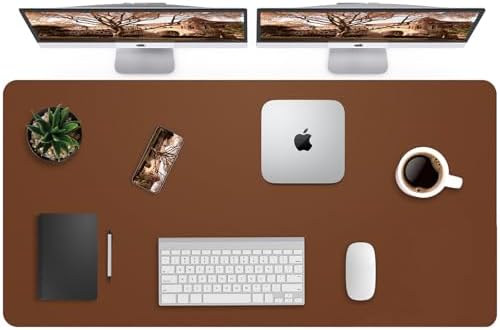 Leather Desk Pad Protector,Mouse Pad,Office Desk Mat, Non-Slip PU Leather Desk Blotter,Large Desk mat,Waterproof Keyboard mat for Office/Home/Decor (Brown,48" x 24") by AFIING