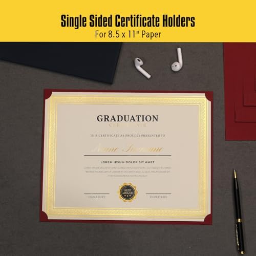 Single Sided Certificate Holders for Letter Size, 8.5 x 11 Bulk Award Certificate Cover for Graduation,Diploma, Documents, Marriage,Employee Appreciation, School,Office, Business (Burgundy, 100CT) - Image 3
