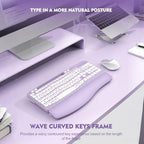Wireless Keyboard and Mouse Combo, Full-Sized Ergonomic Wave Keys Keyboard with Memory Foam Wrist Rest & Phone Holder, 2.4G Quiet Keyboard Mouse Work Setup for PC Laptop, Office or Home (Purple) - Image 7