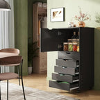 DEVAISE 5 Drawer Cabinet with 1 Door, Mobile Office File Cabinet, Black - Image 2