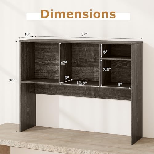 BECOMFORT Desk Hutch, Desk Organizer Shelf with 4 Storage Compartments, Wooden Display Rack, Desktop Bookshelf for Vanity Dressing Tabletop College Dorm Home & Office - Image 3