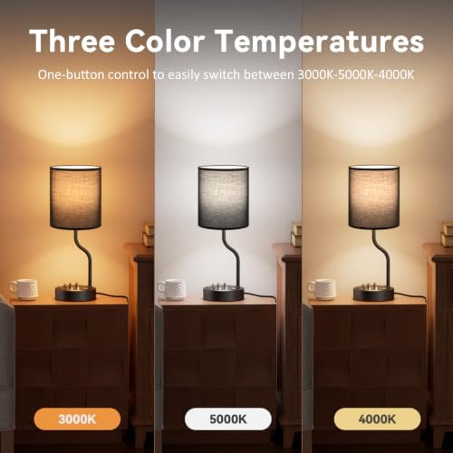 Fenmzee Bedside Lamps for Bedroom Set - 18" Black Table Lamp for Nightstand - Image 4
