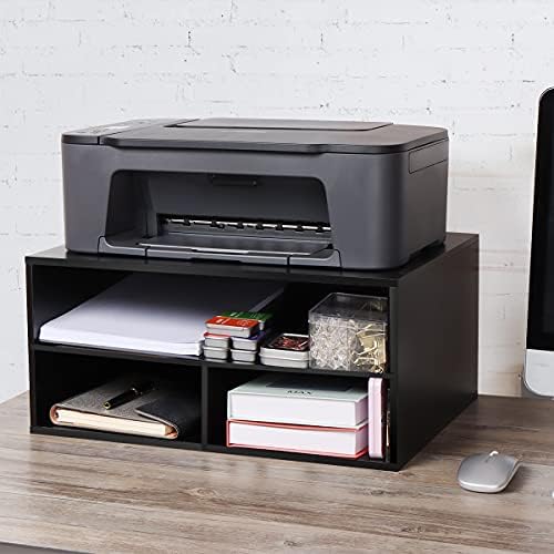 EMERIT Printer Stand for Desk - 2 Tier Desktop Printer Stand with Paper Storage, Printer Riser Organizer for Home Office, Holds up to 30 lbs, Black - Image 6
