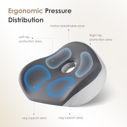 FLORICH Car Seat Cushion for Driving, Memory Foam Seat Cushion for Car Office Chair, Ergonomic Office Seat Chair Cushion for Sciatica Pain Relief, Larger Car Seat Cushion for Trunk - Gray - Image 3