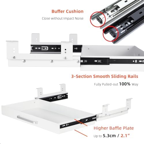 Under Desk Drawer Organizer 21", Large Desk Pencil Storage Drawer - Image 6
