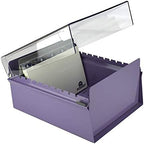 Acrimet 5 X 8 Card File Holder Organizer Box Metal Base Heavy Duty (AZ Index Cards and Divider Included) (Purple Color with Clear Crystal Plastic Lid Cover) - Image 5