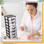Thyle 2 Pcs Small Parts Organizer Drawers Stackable 7-drawer Box, Black - Image 2