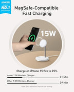 Anker MagGo 2-in-1 MagSafe Compatible Qi2 15W Wireless Charging Stand - Image 2