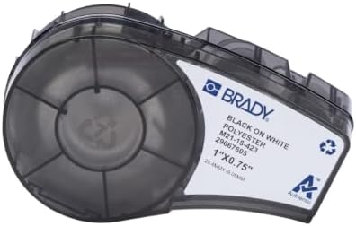 Brady Authentic (M21-18-423) Pre-Sized Harsh-Environment Polyester Labels for Barcode, Circuit Board, Equipment, Inspection, Black on White - Designed for M210, M210-LAB, M211 Printers, 0.75"H x 1"W by BradyCorp